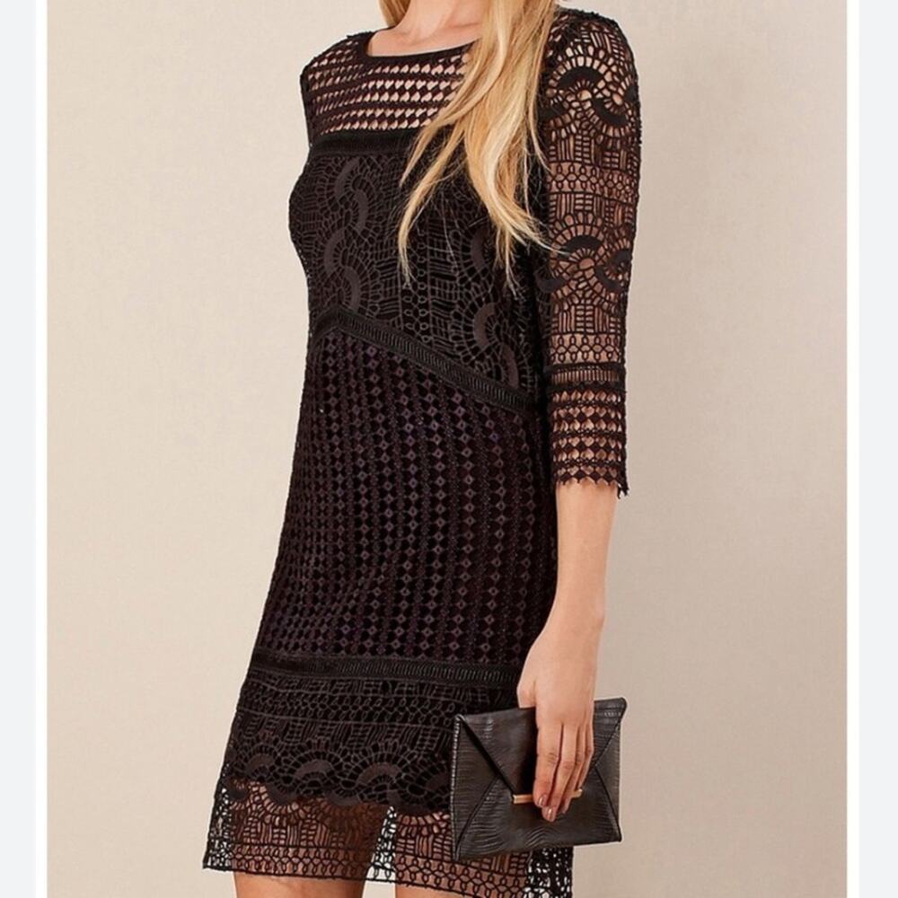 Hale Bob NWTs Diamond Lace Black Dress size medium